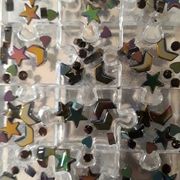 Acrylic puzzle with hematite beads